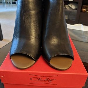 Charly Amar peeptoe black booties